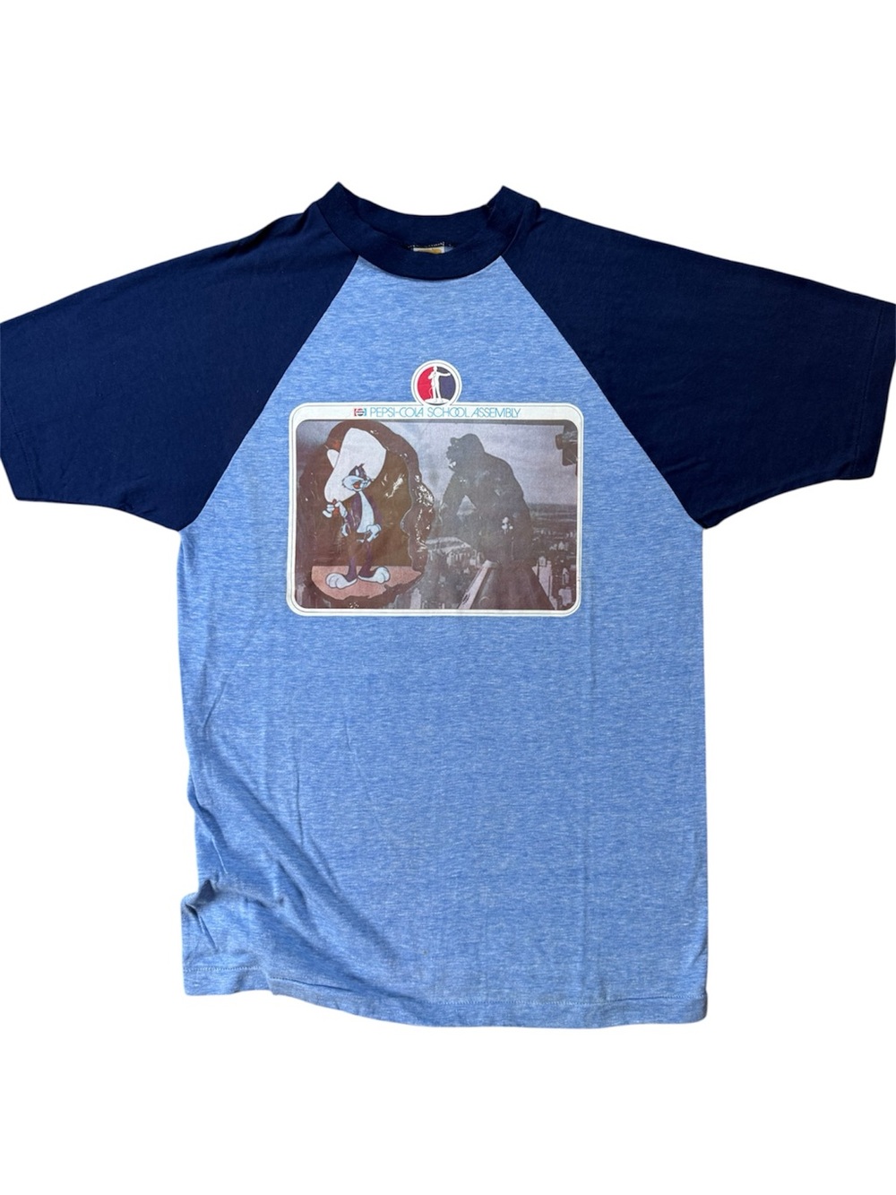 Vtg 70s Pepsi-Cola School Assembly Bugs Bunny & King Kong Single Stitch Tshirt